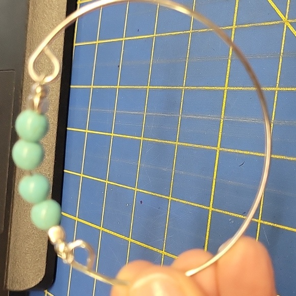 Western Silver Tone Bracelet with Turquoise Beads - Picture 4 of 4